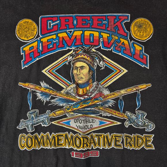 Vintage 90s Creek Removal Commemorative Ride Shirt XL USA Single Stitch Biker T - Picture 2 of 8